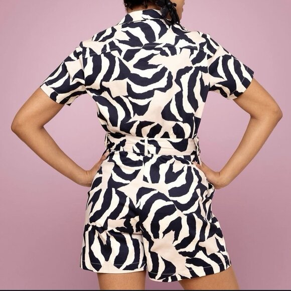 Mixed by Nasrin Zena Romper Shorts Playsuit Size S Belted - Picture 2 of 9